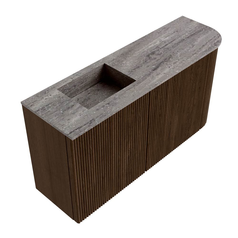 Mondiaz Toiletmeubel Joya Dlux Walnut - 81.6 cm - Wastafel FAYE Saba - Zonder kraangat(en) - Solid Surface - Met spoelbak Links - Afbeelding 6
