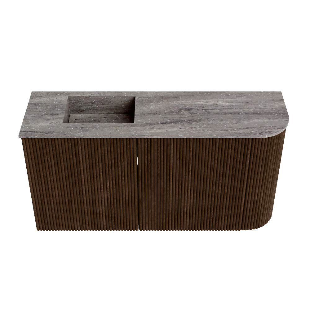 Mondiaz Toiletmeubel Joya Dlux Walnut - 81.6 cm - Wastafel FAYE Saba - Zonder kraangat(en) - Solid Surface - Met spoelbak Links - Afbeelding 7