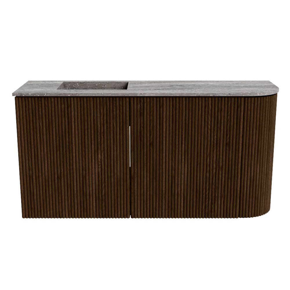 Mondiaz Toiletmeubel Joya Dlux Walnut - 81.6 cm - Wastafel FAYE Saba - Zonder kraangat(en) - Solid Surface - Met spoelbak Links - Afbeelding 8