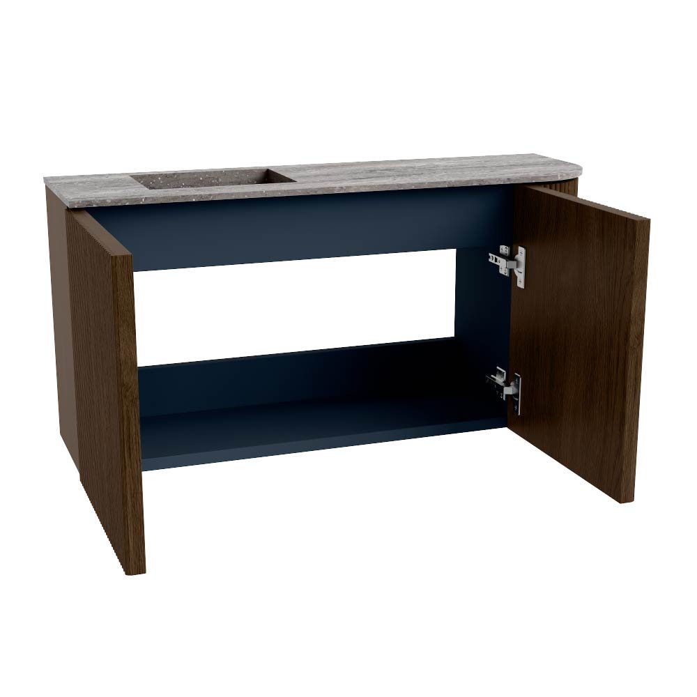 Mondiaz Toiletmeubel Joya Dlux Walnut - 81.6 cm - Wastafel FAYE Saba - Zonder kraangat(en) - Solid Surface - Met spoelbak Links - Afbeelding 9