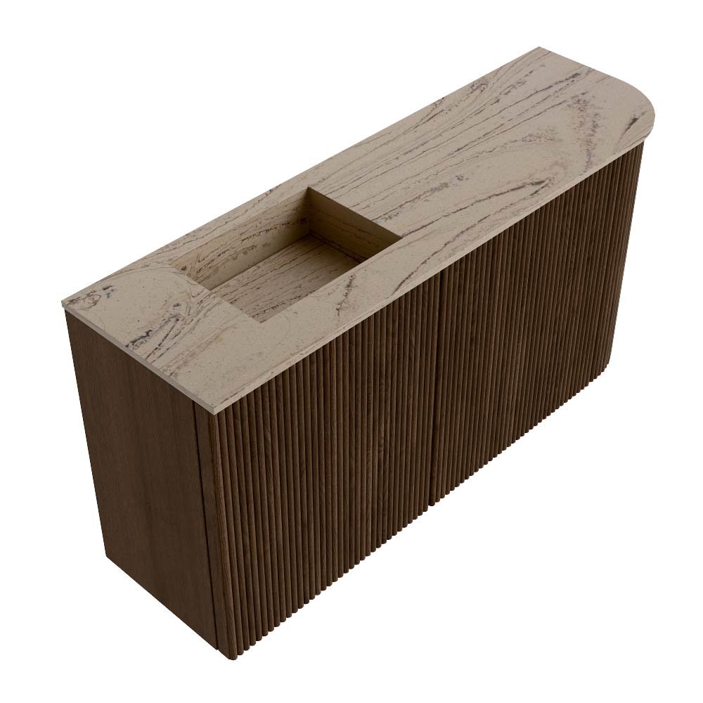Mondiaz Toiletmeubel Joya Dlux Walnut - 81.6 cm - Wastafel FAYE Arena - 1 kraangat - Solid Surface - Met spoelbak Links - Afbeelding 6