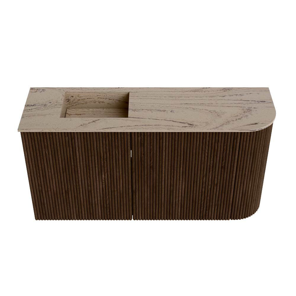 Mondiaz Toiletmeubel Joya Dlux Walnut - 81.6 cm - Wastafel FAYE Arena - 1 kraangat - Solid Surface - Met spoelbak Links - Afbeelding 7