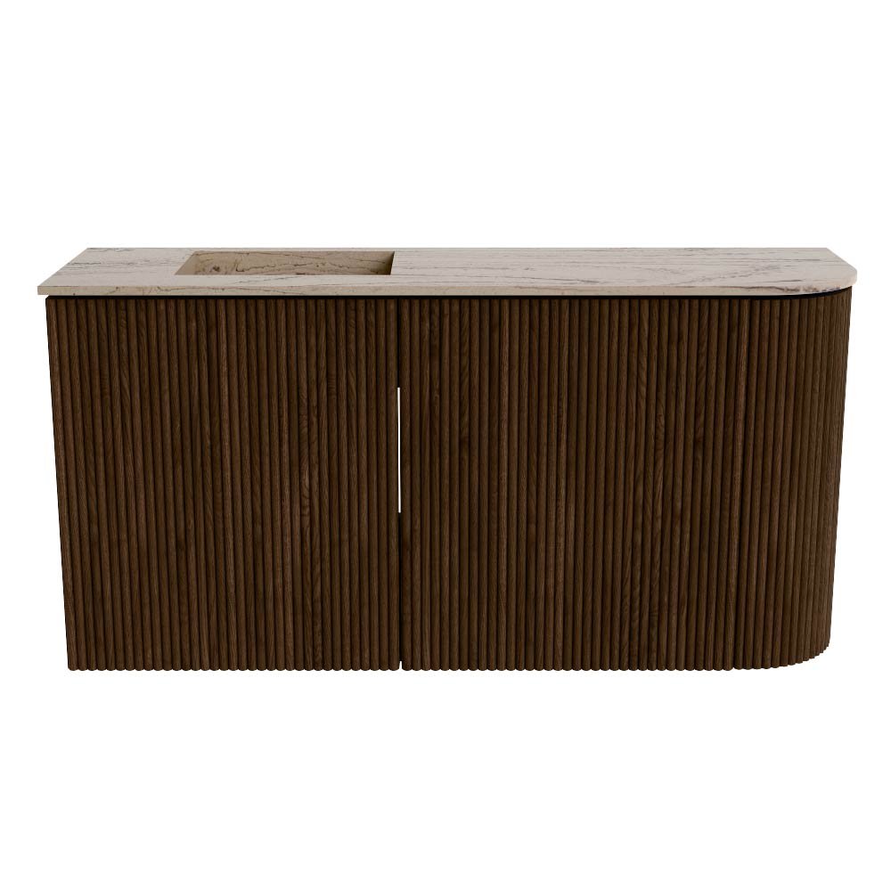 Mondiaz Toiletmeubel Joya Dlux Walnut - 81.6 cm - Wastafel FAYE Arena - 1 kraangat - Solid Surface - Met spoelbak Links - Afbeelding 8