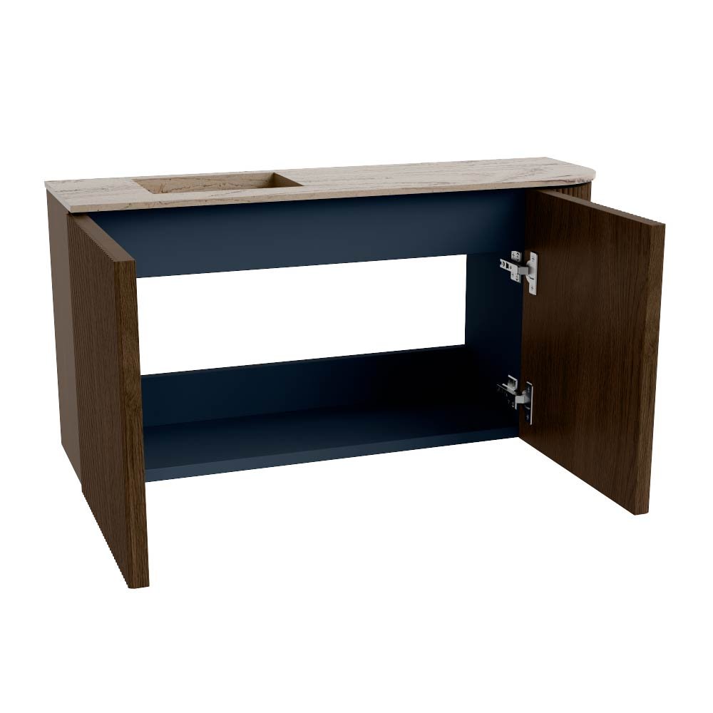 Mondiaz Toiletmeubel Joya Dlux Walnut - 81.6 cm - Wastafel FAYE Arena - 1 kraangat - Solid Surface - Met spoelbak Links - Afbeelding 9