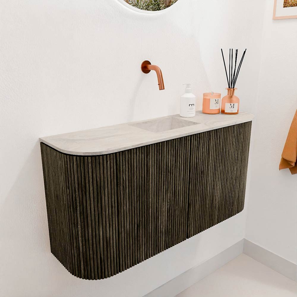 Mondiaz Toiletmeubel Joya Dlux Shadow - 83.2 cm - Wastafel FAYE Ostra - Zonder kraangat(en) - Solid Surface - Met spoelbak Midden