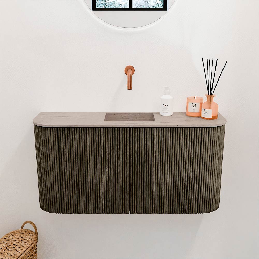 Mondiaz Toiletmeubel Joya Dlux Shadow - 83.2 cm - Wastafel FAYE Saba - Zonder kraangat(en) - Solid Surface - Met spoelbak Midden - Afbeelding 2