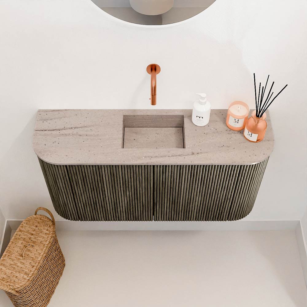 Mondiaz Toiletmeubel Joya Dlux Shadow - 83.2 cm - Wastafel FAYE Saba - Zonder kraangat(en) - Solid Surface - Met spoelbak Midden - Afbeelding 3