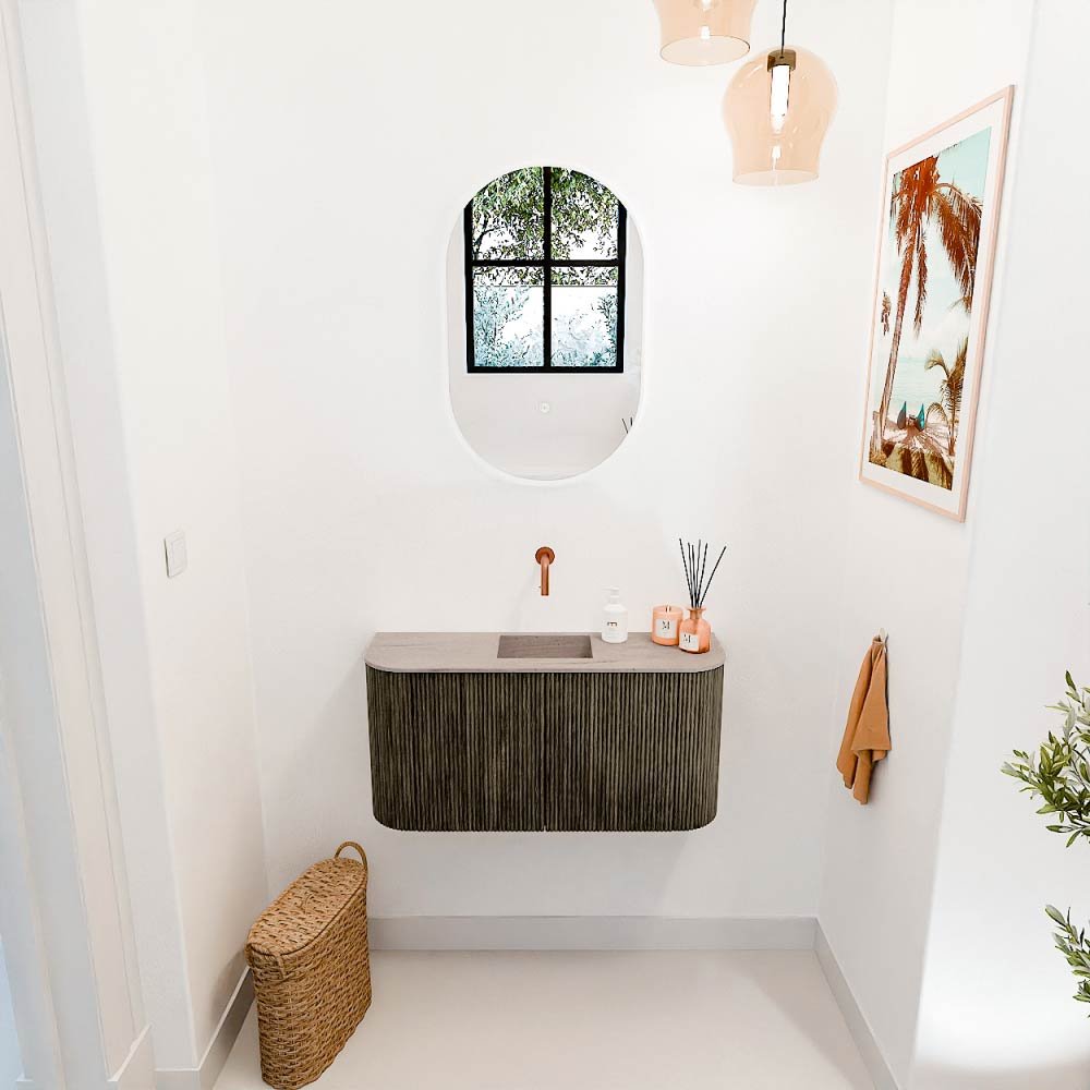 Mondiaz Toiletmeubel Joya Dlux Shadow - 83.2 cm - Wastafel FAYE Saba - Zonder kraangat(en) - Solid Surface - Met spoelbak Midden - Afbeelding 4