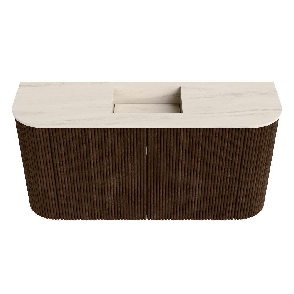 Mondiaz Toiletmeubel Joya Dlux Walnut - 83.2 cm - Wastafel FAYE Meli - Zonder kraangat(en) - Solid Surface - Met spoelbak Midden - Afbeelding 7