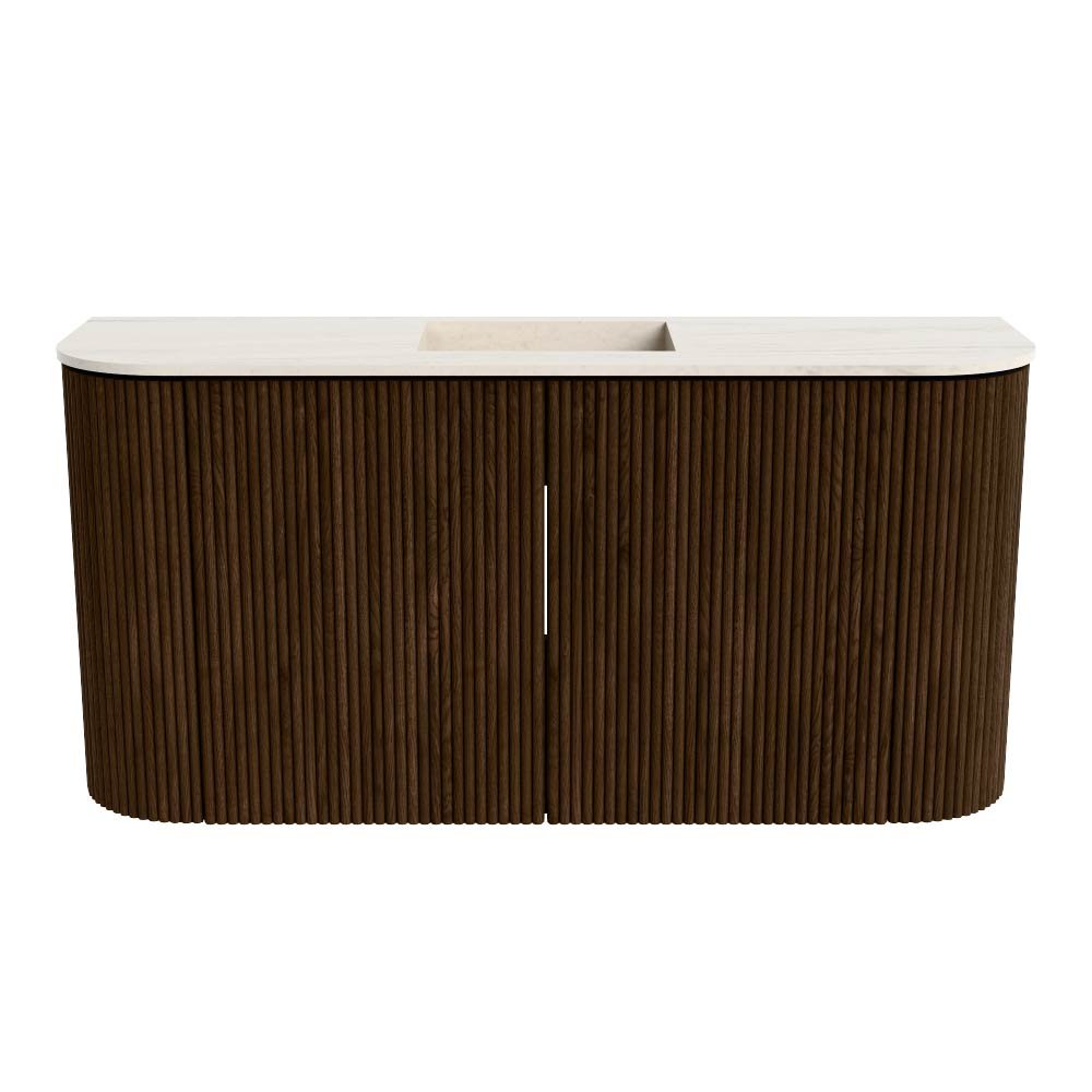 Mondiaz Toiletmeubel Joya Dlux Walnut - 83.2 cm - Wastafel FAYE Meli - Zonder kraangat(en) - Solid Surface - Met spoelbak Midden - Afbeelding 8