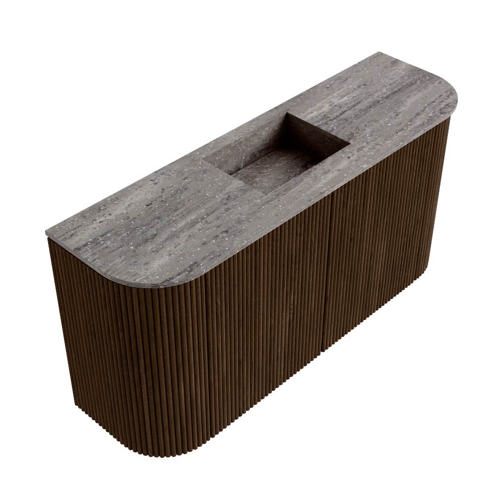 Mondiaz Toiletmeubel Joya Dlux Walnut - 83.2 cm - Wastafel FAYE Saba - Zonder kraangat(en) - Solid Surface - Met spoelbak Midden - Afbeelding 6