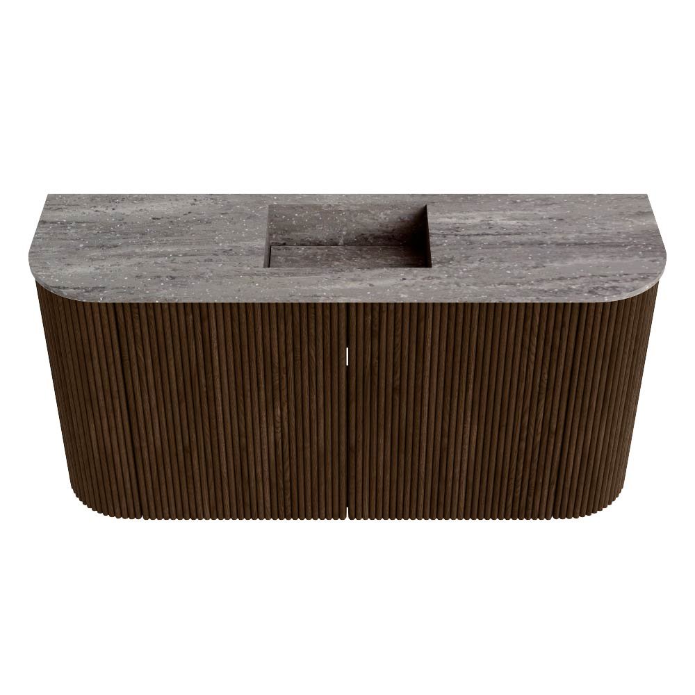 Mondiaz Toiletmeubel Joya Dlux Walnut - 83.2 cm - Wastafel FAYE Saba - Zonder kraangat(en) - Solid Surface - Met spoelbak Midden - Afbeelding 7