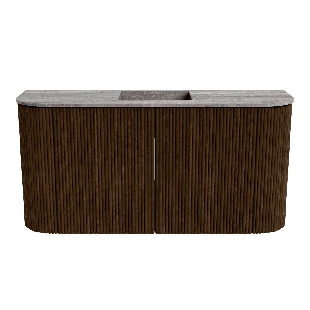 Mondiaz Toiletmeubel Joya Dlux Walnut - 83.2 cm - Wastafel FAYE Saba - Zonder kraangat(en) - Solid Surface - Met spoelbak Midden - Afbeelding 8
