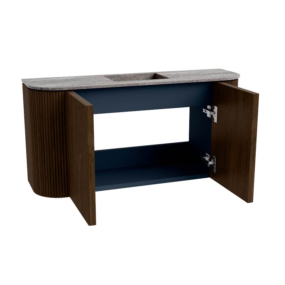 Mondiaz Toiletmeubel Joya Dlux Walnut - 83.2 cm - Wastafel FAYE Saba - Zonder kraangat(en) - Solid Surface - Met spoelbak Midden - Afbeelding 9