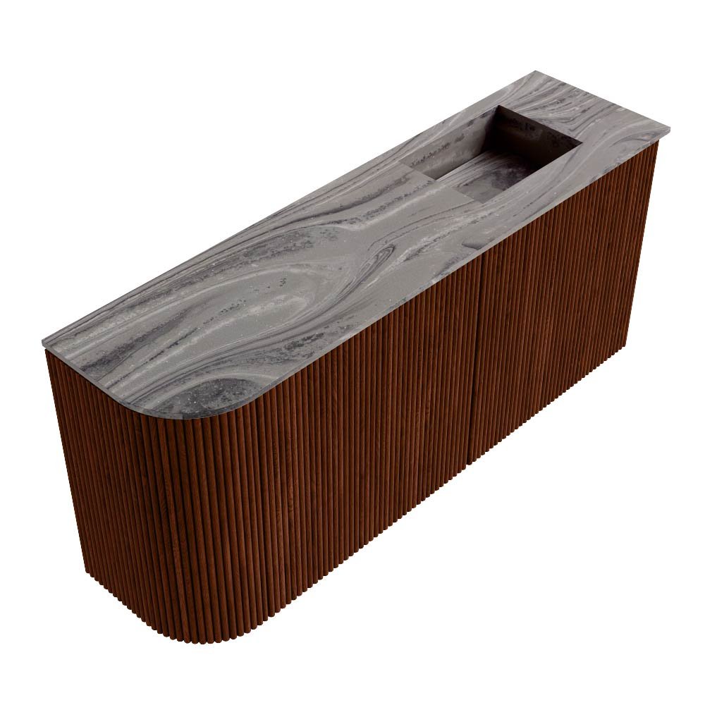 Mondiaz Toiletmeubel Joya Dlux Ruby - 91.6 cm - Wastafel FAYE Sombra - Zonder kraangat(en) - Solid Surface - Met spoelbak Rechts - Afbeelding 6