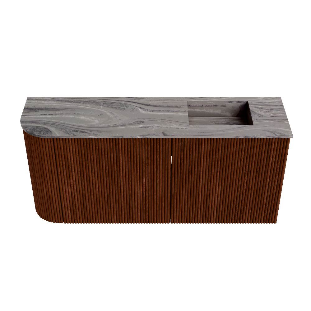 Mondiaz Toiletmeubel Joya Dlux Ruby - 91.6 cm - Wastafel FAYE Sombra - Zonder kraangat(en) - Solid Surface - Met spoelbak Rechts - Afbeelding 7