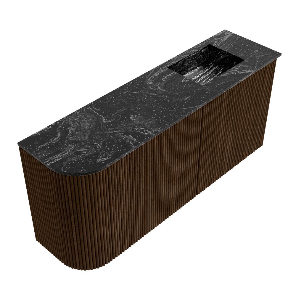 Mondiaz Toiletmeubel Joya Dlux Walnut - 91.6 cm - Wastafel FAYE Lava - 1 kraangat - Solid Surface - Met spoelbak Rechts - Afbeelding 6