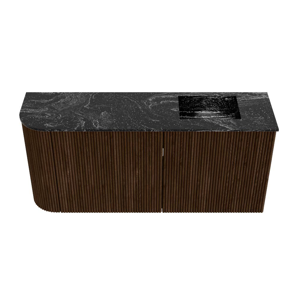 Mondiaz Toiletmeubel Joya Dlux Walnut - 91.6 cm - Wastafel FAYE Lava - 1 kraangat - Solid Surface - Met spoelbak Rechts - Afbeelding 7