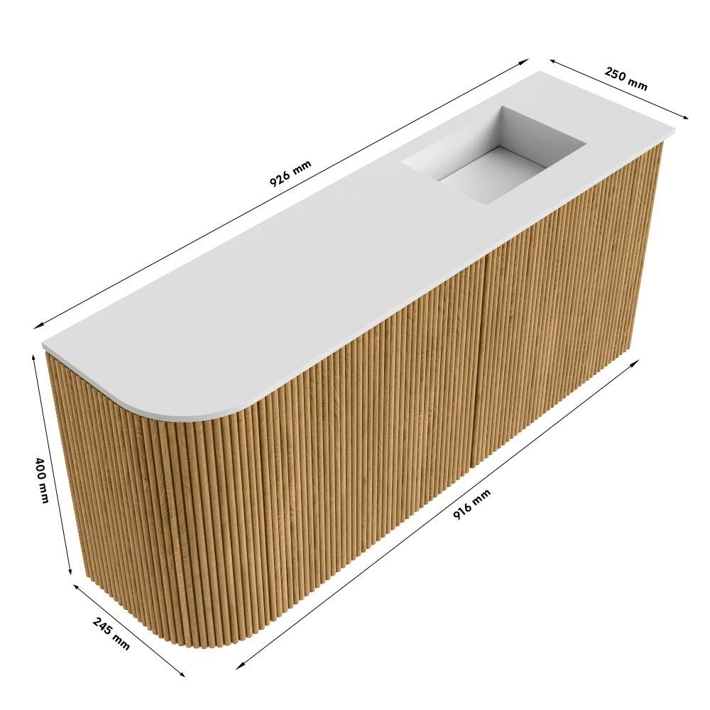 Mondiaz Toiletmeubel Joya Dlux Walnut - 91.6 cm - Wastafel FAYE Lava - 1 kraangat - Solid Surface - Met spoelbak Rechts - Afbeelding 10