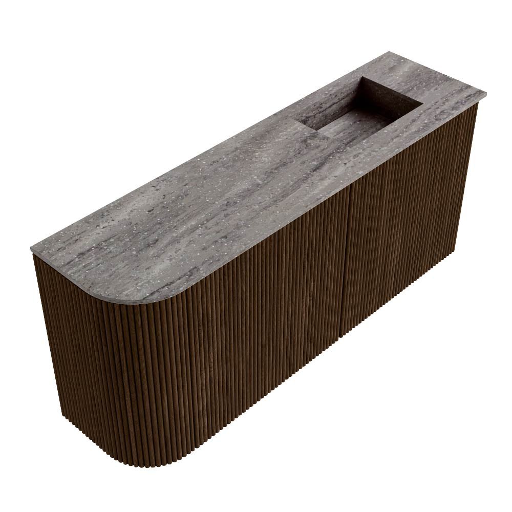 Mondiaz Toiletmeubel Joya Dlux Walnut - 91.6 cm - Wastafel FAYE Oza - 1 kraangat - Solid Surface - Met spoelbak Rechts - Afbeelding 6