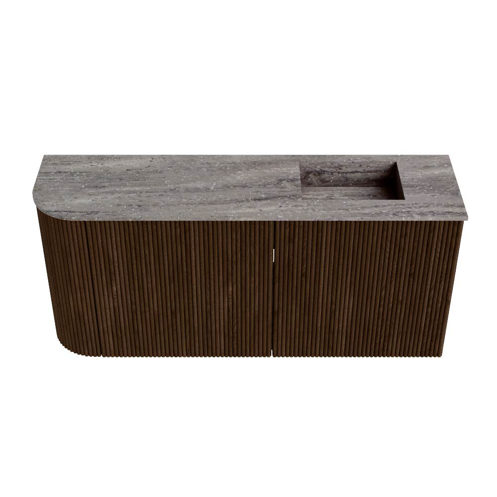 Mondiaz Toiletmeubel Joya Dlux Walnut - 91.6 cm - Wastafel FAYE Oza - 1 kraangat - Solid Surface - Met spoelbak Rechts - Afbeelding 7