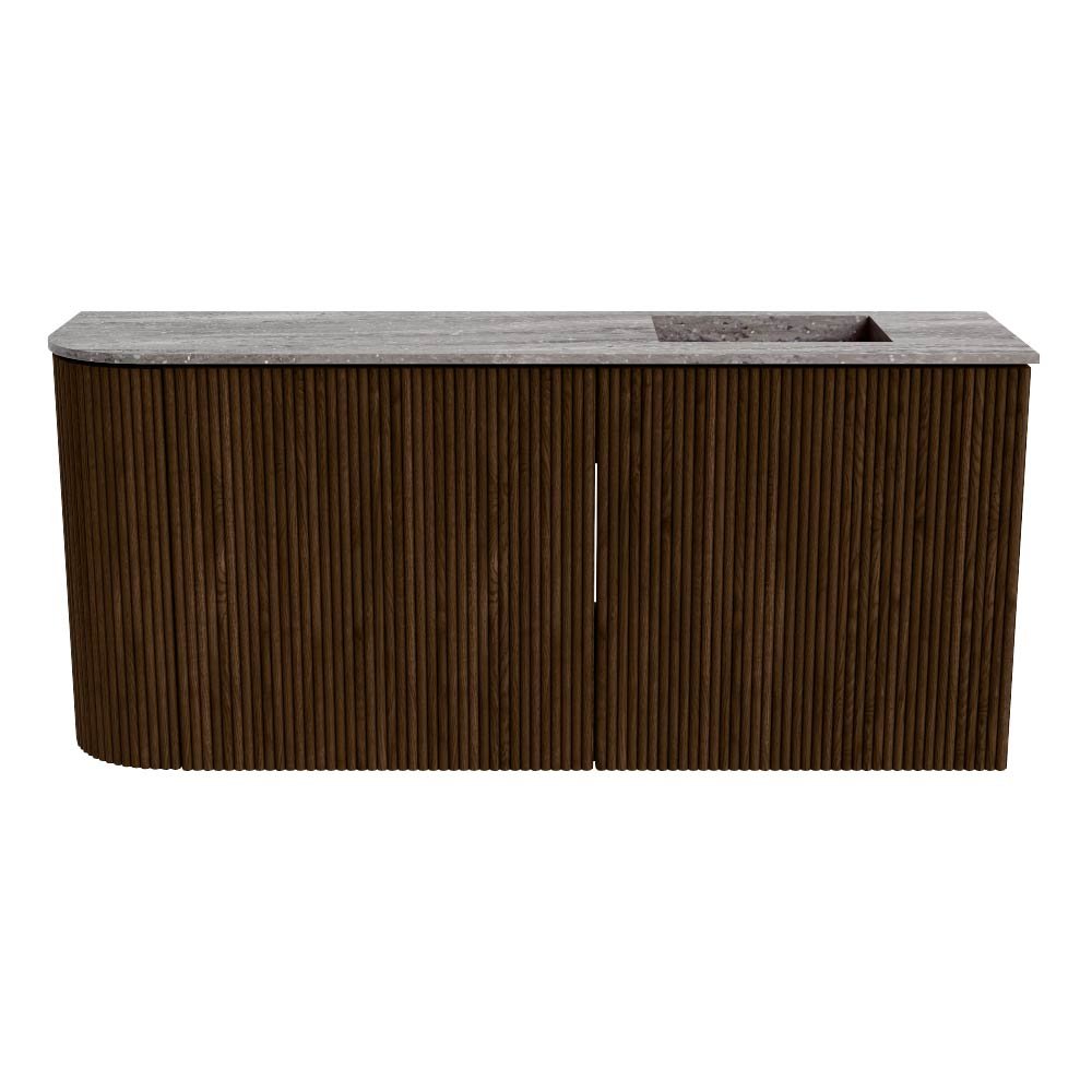 Mondiaz Toiletmeubel Joya Dlux Walnut - 91.6 cm - Wastafel FAYE Oza - 1 kraangat - Solid Surface - Met spoelbak Rechts - Afbeelding 8