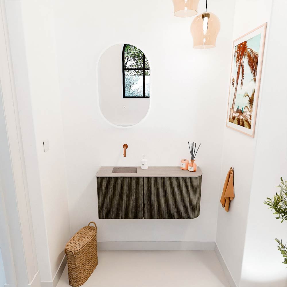Mondiaz Toiletmeubel Joya Dlux Shadow - 91.6 cm - Wastafel FAYE Saba - Zonder kraangat(en) - Solid Surface - Met spoelbak Links - Afbeelding 4