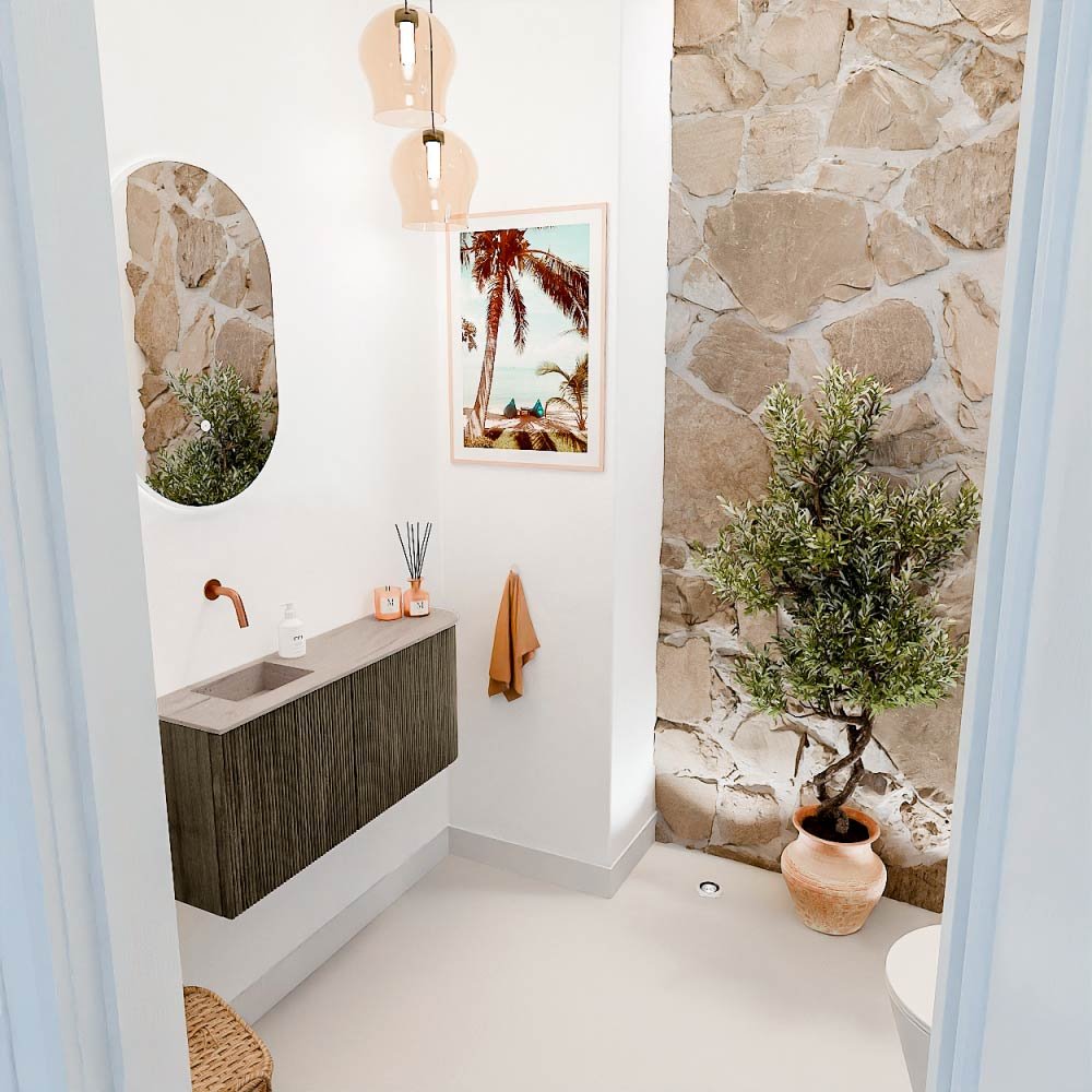 Mondiaz Toiletmeubel Joya Dlux Shadow - 91.6 cm - Wastafel FAYE Saba - Zonder kraangat(en) - Solid Surface - Met spoelbak Links - Afbeelding 5