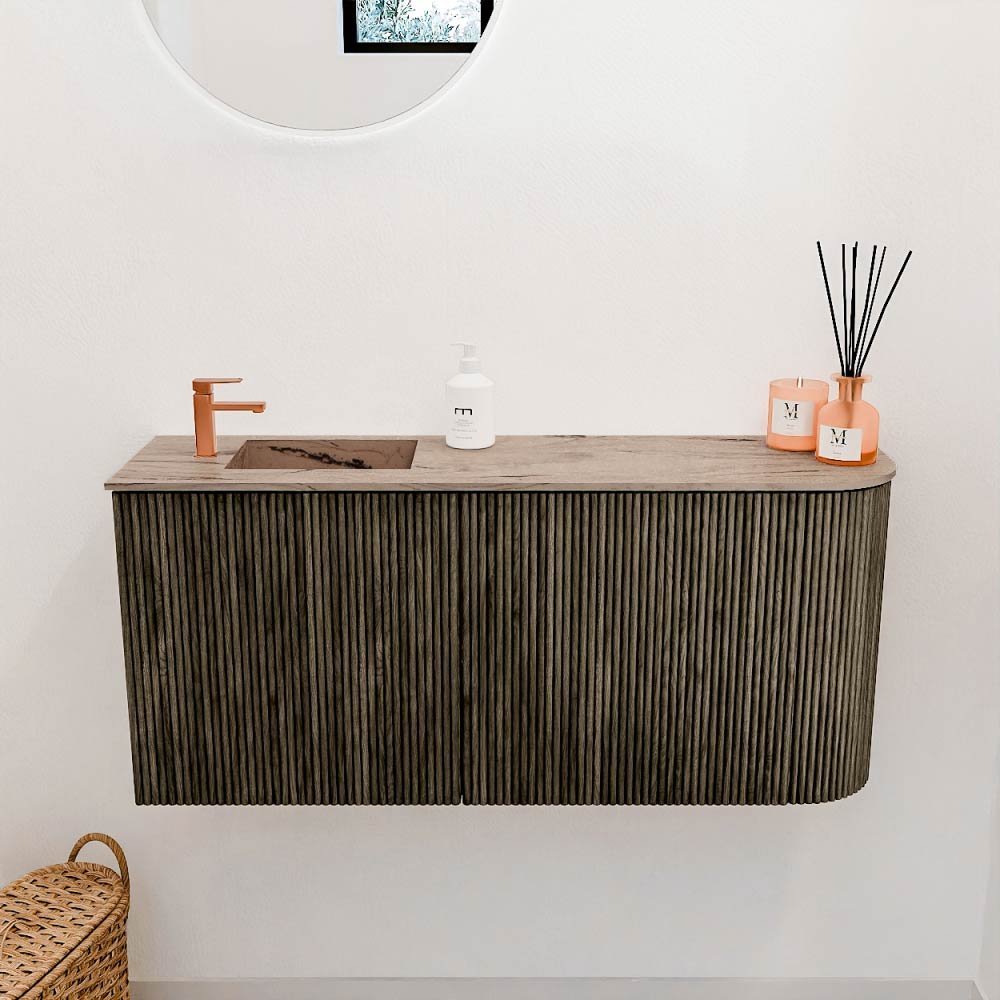 Mondiaz Toiletmeubel Joya Dlux Shadow - 91.6 cm - Wastafel FAYE Arena - 1 kraangat - Solid Surface - Met spoelbak Links - Afbeelding 2