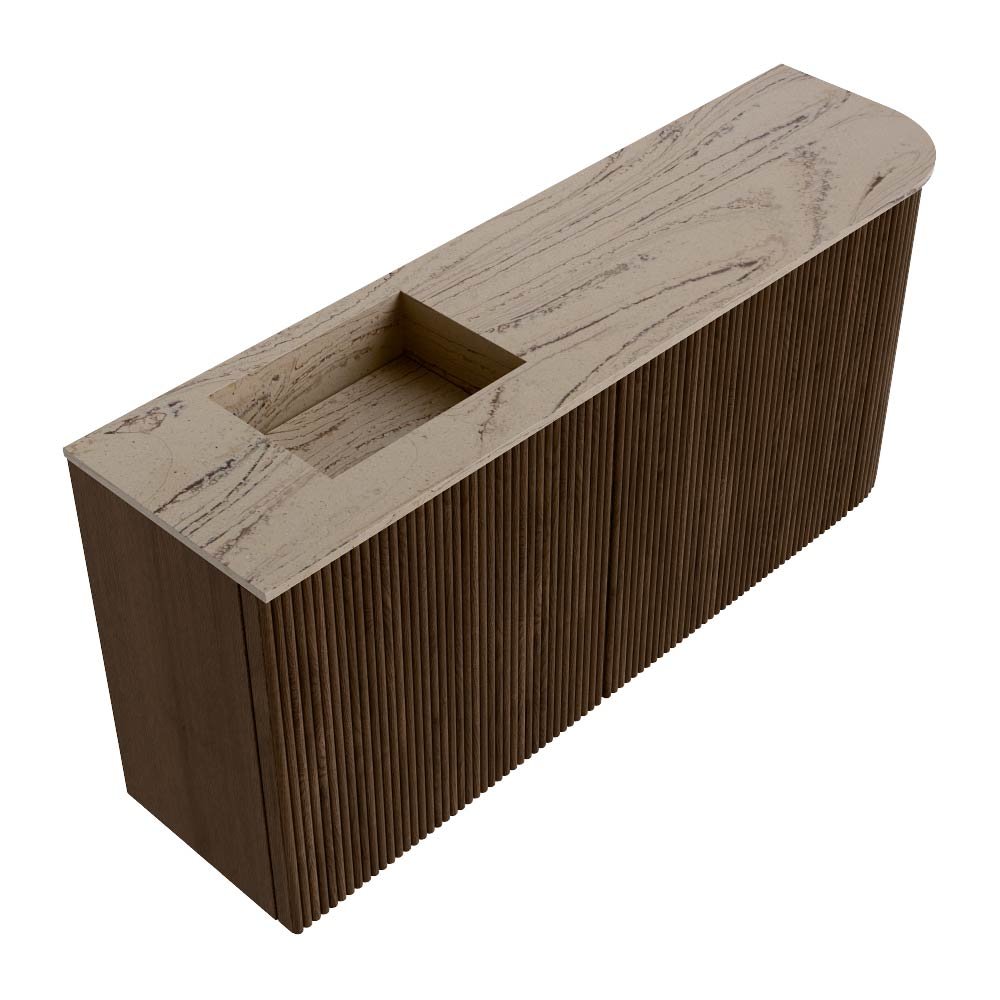 Mondiaz Toiletmeubel Joya Dlux Walnut - 91.6 cm - Wastafel FAYE Arena - 1 kraangat - Solid Surface - Met spoelbak Links - Afbeelding 6