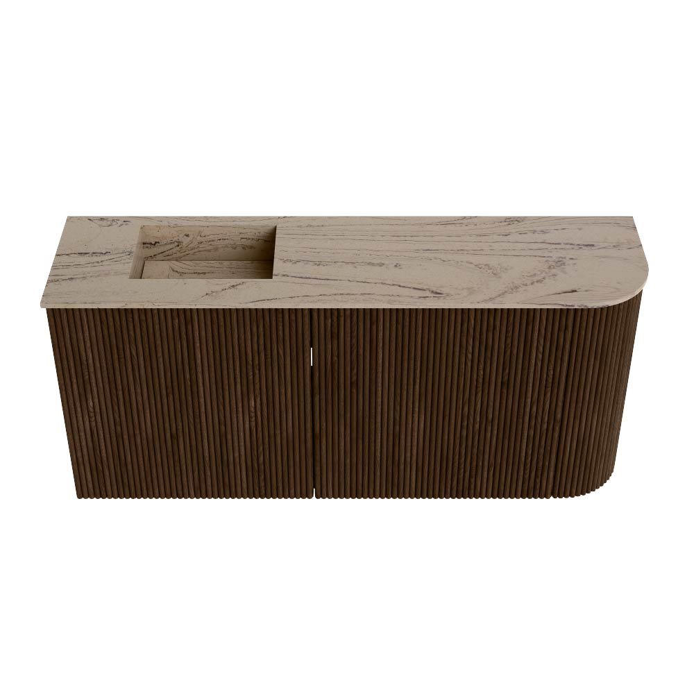 Mondiaz Toiletmeubel Joya Dlux Walnut - 91.6 cm - Wastafel FAYE Arena - 1 kraangat - Solid Surface - Met spoelbak Links - Afbeelding 7