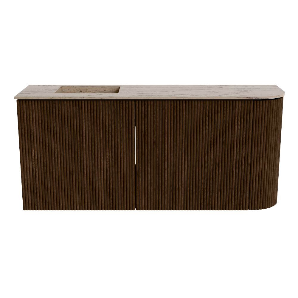 Mondiaz Toiletmeubel Joya Dlux Walnut - 91.6 cm - Wastafel FAYE Arena - 1 kraangat - Solid Surface - Met spoelbak Links - Afbeelding 8