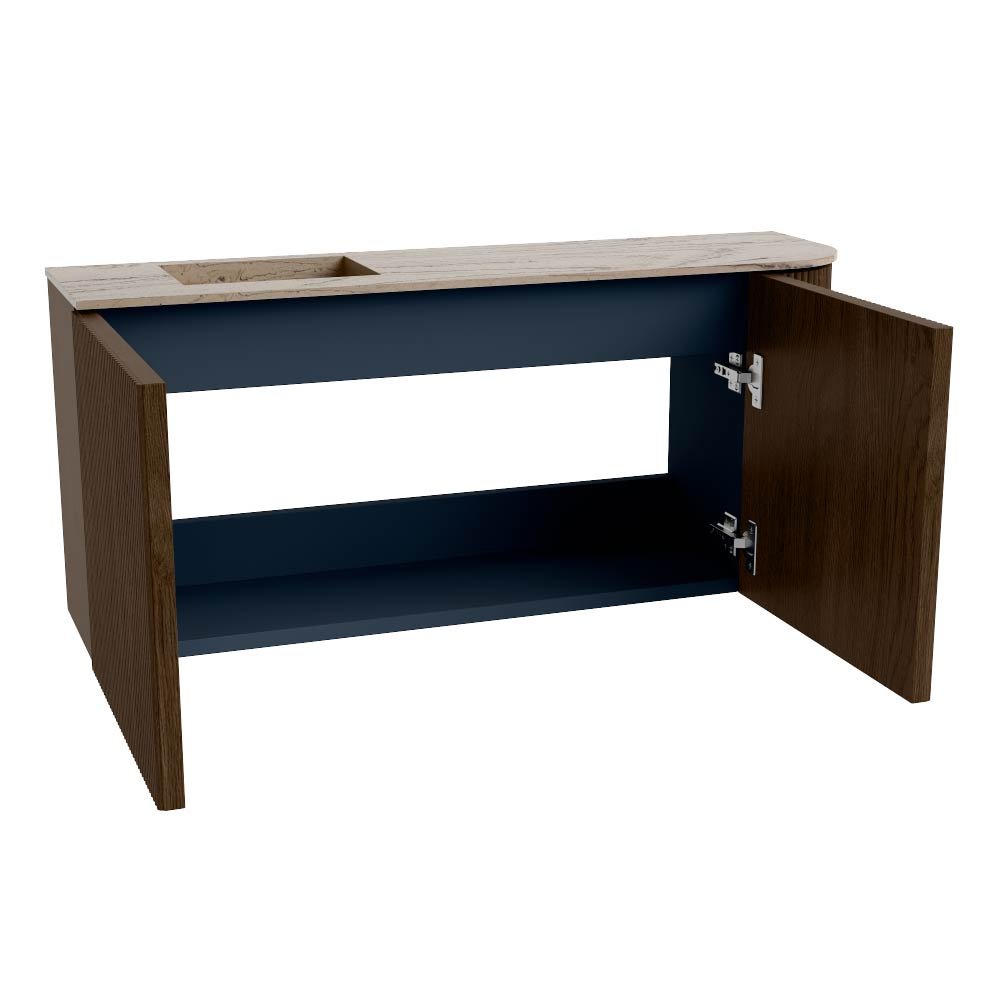 Mondiaz Toiletmeubel Joya Dlux Walnut - 91.6 cm - Wastafel FAYE Arena - 1 kraangat - Solid Surface - Met spoelbak Links - Afbeelding 9