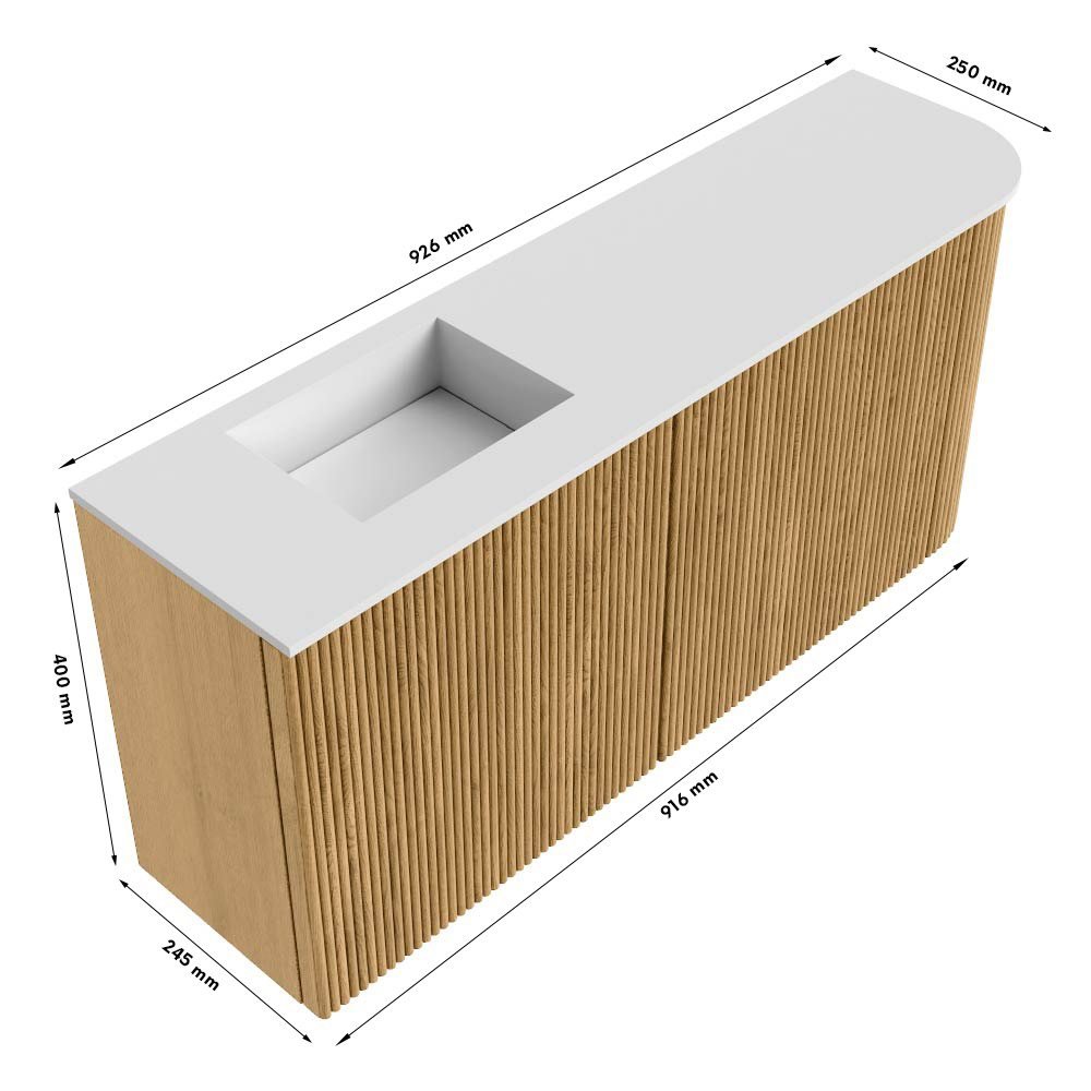 Mondiaz Toiletmeubel Joya Dlux Walnut - 91.6 cm - Wastafel FAYE Arena - 1 kraangat - Solid Surface - Met spoelbak Links - Afbeelding 10