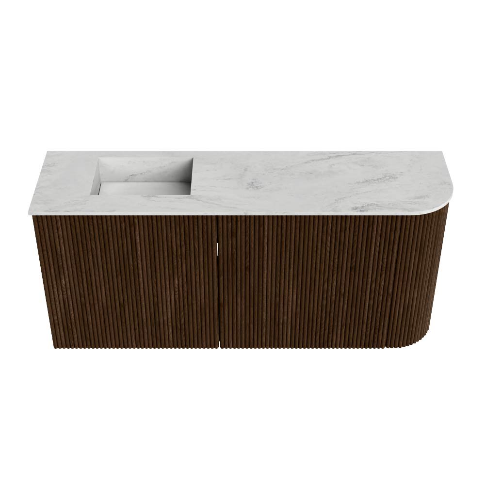 Mondiaz Toiletmeubel Joya Dlux Walnut - 91.6 cm - Wastafel FAYE Opalo - 1 kraangat - Solid Surface - Met spoelbak Links - Afbeelding 7