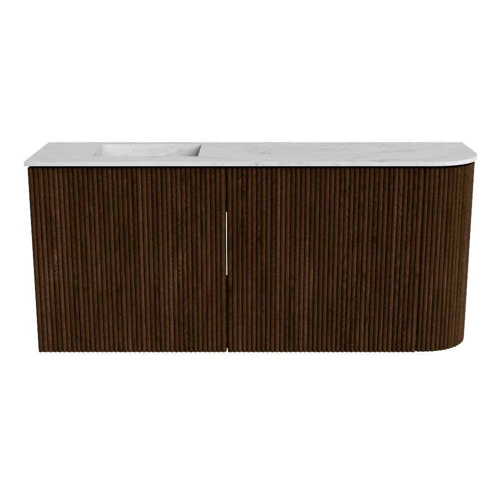 Mondiaz Toiletmeubel Joya Dlux Walnut - 91.6 cm - Wastafel FAYE Opalo - 1 kraangat - Solid Surface - Met spoelbak Links - Afbeelding 8