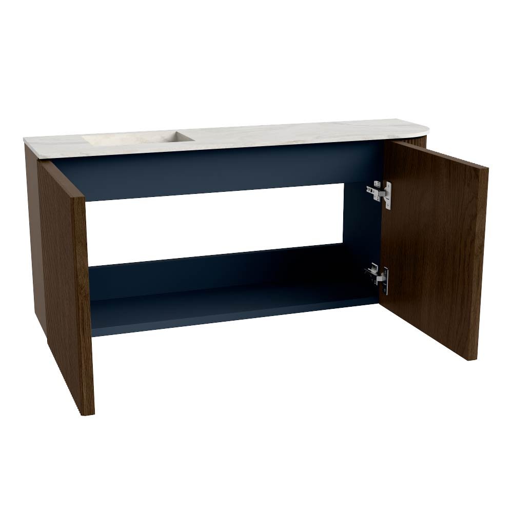 Mondiaz Toiletmeubel Joya Dlux Walnut - 91.6 cm - Wastafel FAYE Opalo - 1 kraangat - Solid Surface - Met spoelbak Links - Afbeelding 9