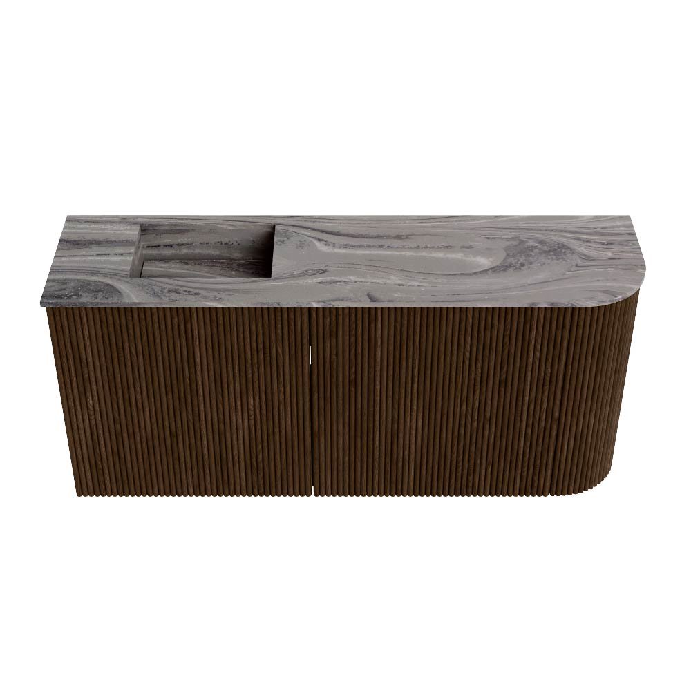 Mondiaz Toiletmeubel Joya Dlux Walnut - 91.6 cm - Wastafel FAYE Sombra - 1 kraangat - Solid Surface - Met spoelbak Links - Afbeelding 7