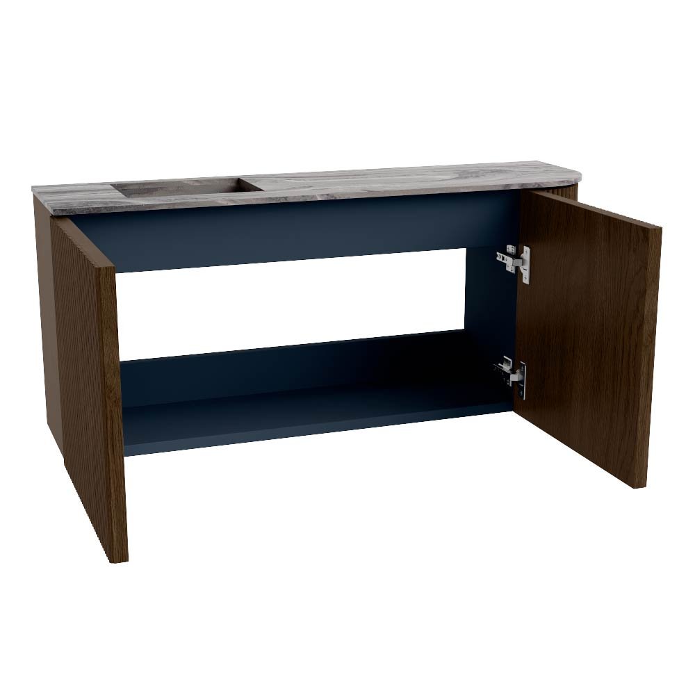 Mondiaz Toiletmeubel Joya Dlux Walnut - 91.6 cm - Wastafel FAYE Sombra - 1 kraangat - Solid Surface - Met spoelbak Links - Afbeelding 9