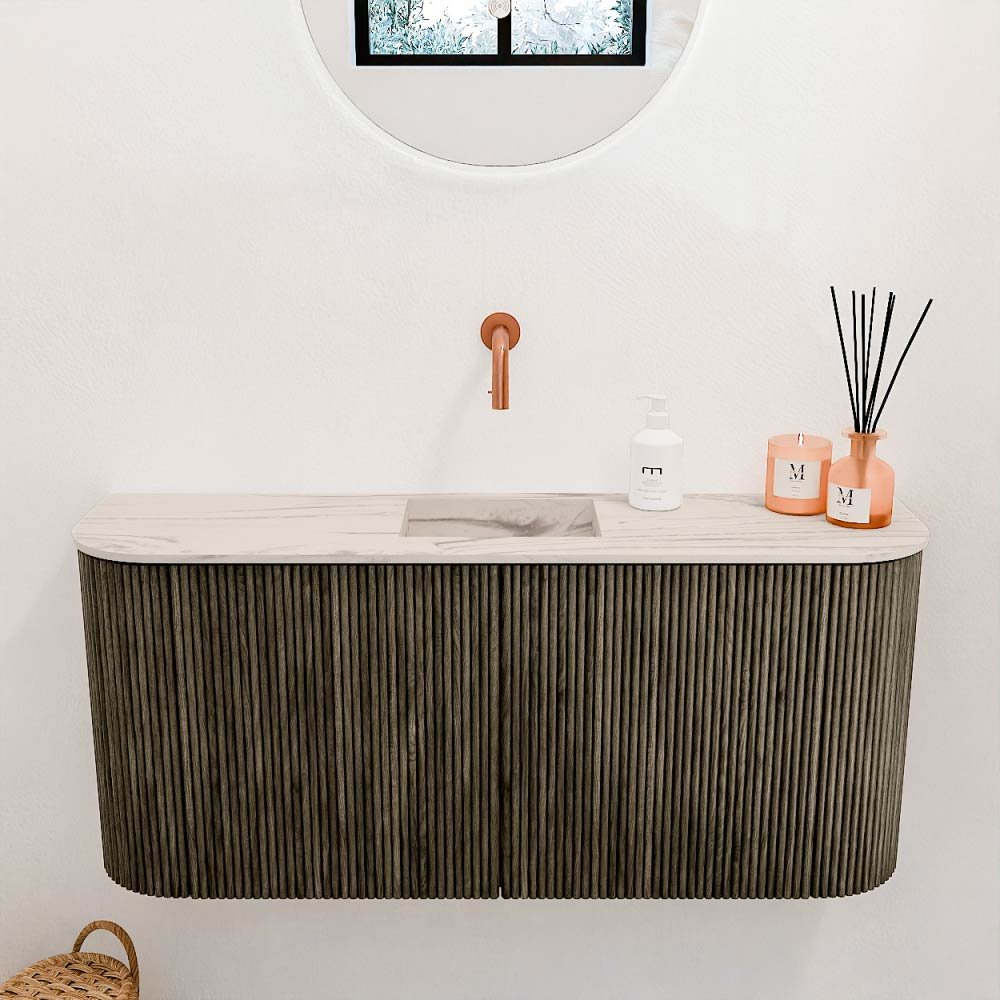 Mondiaz Toiletmeubel Joya Dlux Shadow - 93.2 cm - Wastafel FAYE Nata - Zonder kraangat(en) - Solid Surface - Met spoelbak Midden - Afbeelding 2