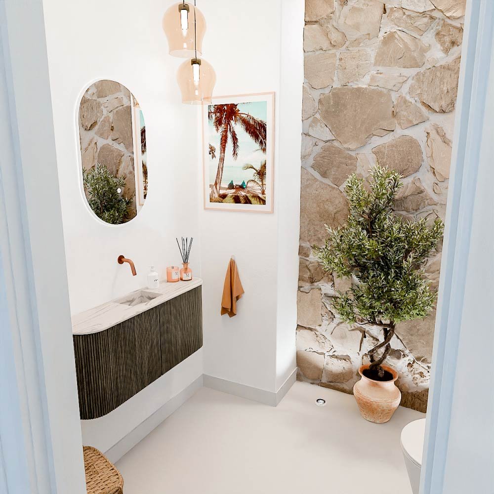 Mondiaz Toiletmeubel Joya Dlux Shadow - 93.2 cm - Wastafel FAYE Nata - Zonder kraangat(en) - Solid Surface - Met spoelbak Midden - Afbeelding 5