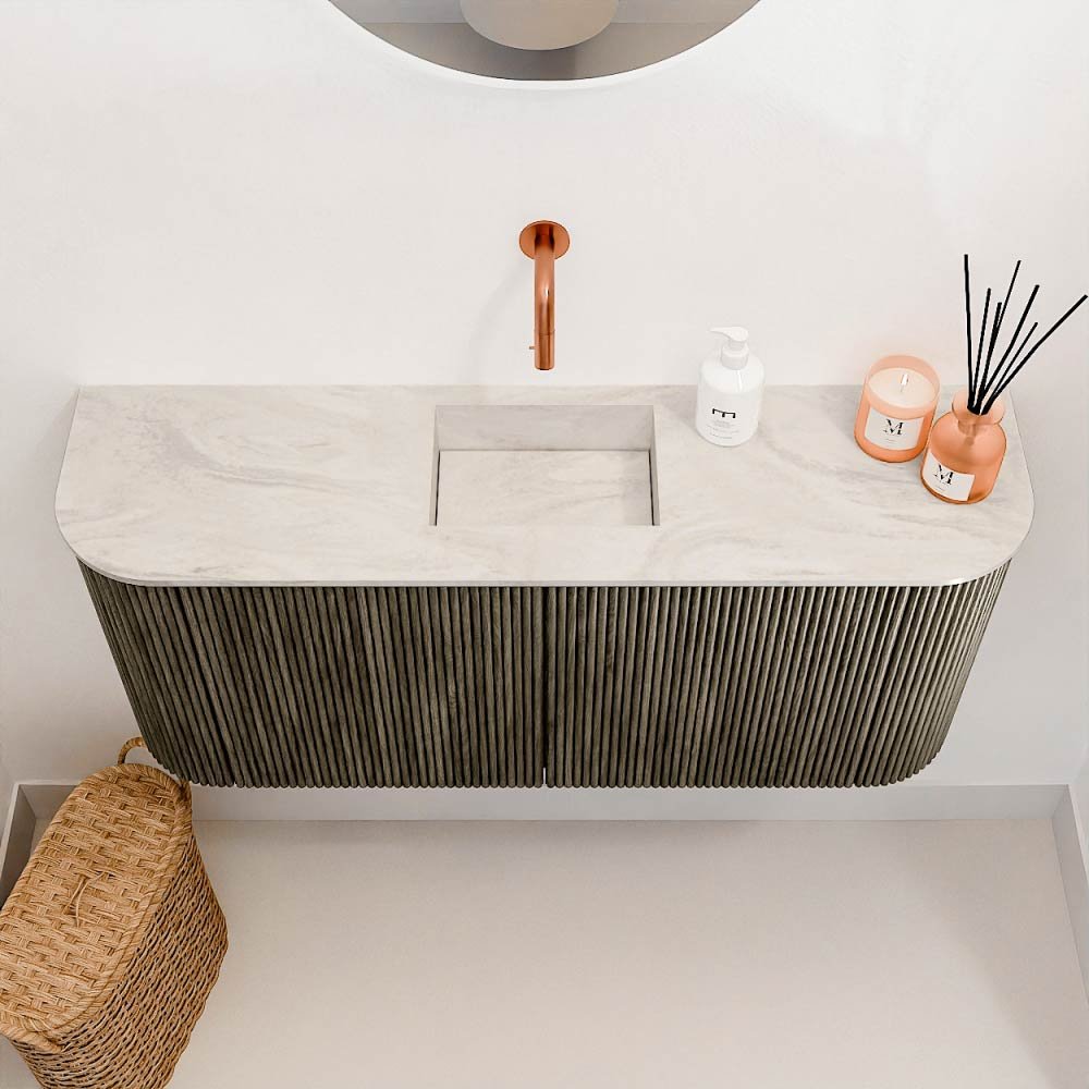 Mondiaz Toiletmeubel Joya Dlux Shadow - 93.2 cm - Wastafel FAYE Ostra - Zonder kraangat(en) - Solid Surface - Met spoelbak Midden - Afbeelding 3