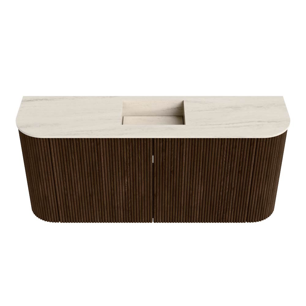Mondiaz Toiletmeubel Joya Dlux Walnut - 93.2 cm - Wastafel FAYE Meli - Zonder kraangat(en) - Solid Surface - Met spoelbak Midden - Afbeelding 7
