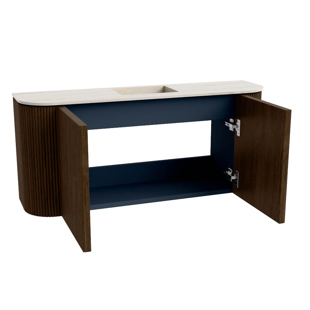 Mondiaz Toiletmeubel Joya Dlux Walnut - 93.2 cm - Wastafel FAYE Meli - Zonder kraangat(en) - Solid Surface - Met spoelbak Midden - Afbeelding 9