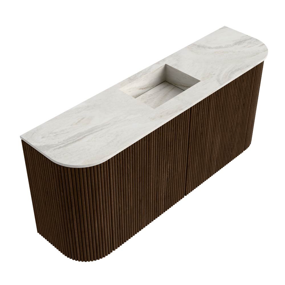 Mondiaz Toiletmeubel Joya Dlux Walnut - 93.2 cm - Wastafel FAYE Ostra - Zonder kraangat(en) - Solid Surface - Met spoelbak Midden - Afbeelding 6