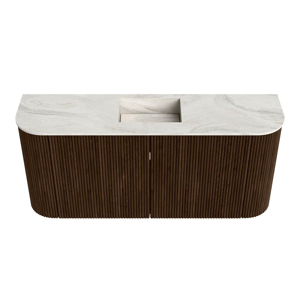 Mondiaz Toiletmeubel Joya Dlux Walnut - 93.2 cm - Wastafel FAYE Ostra - Zonder kraangat(en) - Solid Surface - Met spoelbak Midden - Afbeelding 7