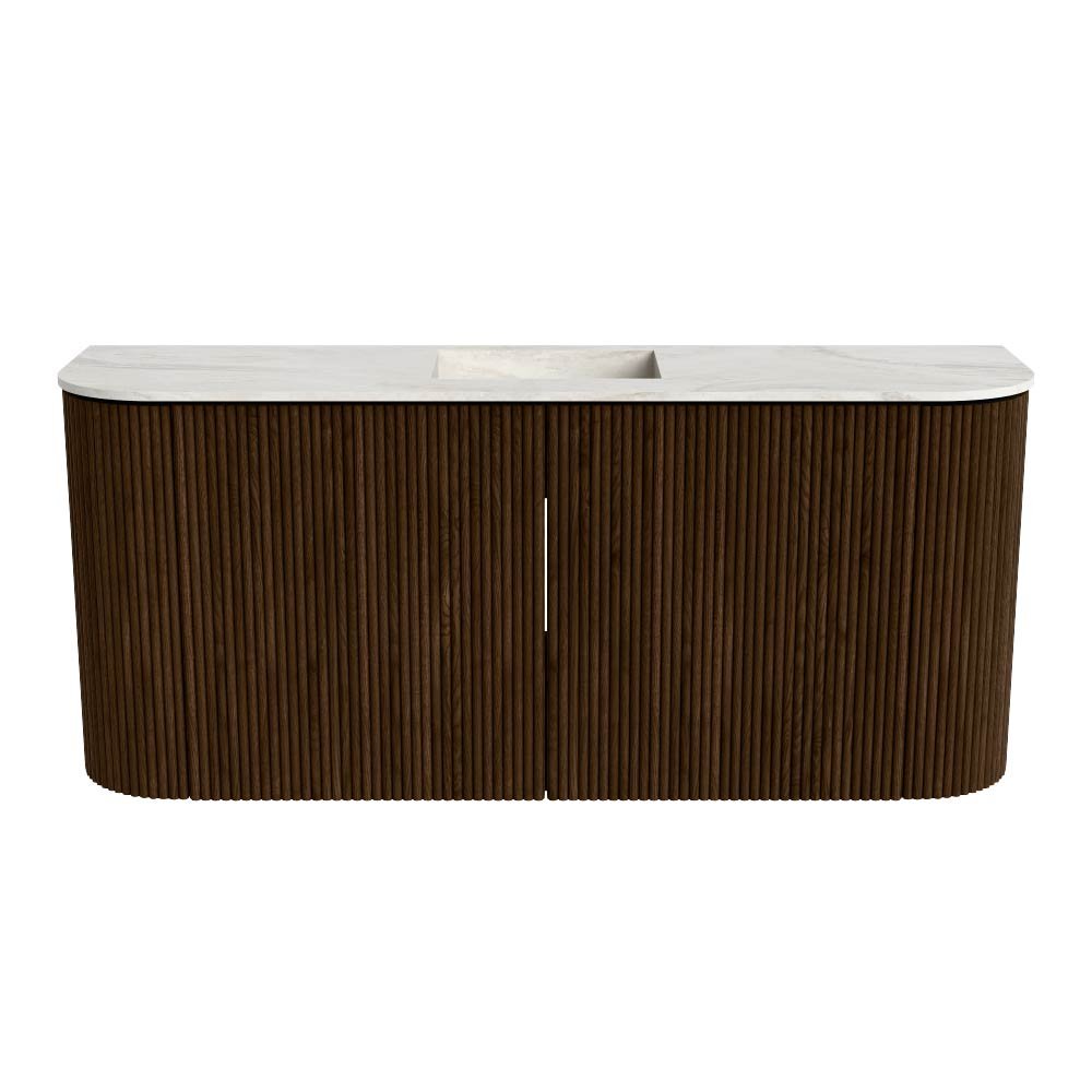 Mondiaz Toiletmeubel Joya Dlux Walnut - 93.2 cm - Wastafel FAYE Ostra - Zonder kraangat(en) - Solid Surface - Met spoelbak Midden - Afbeelding 8