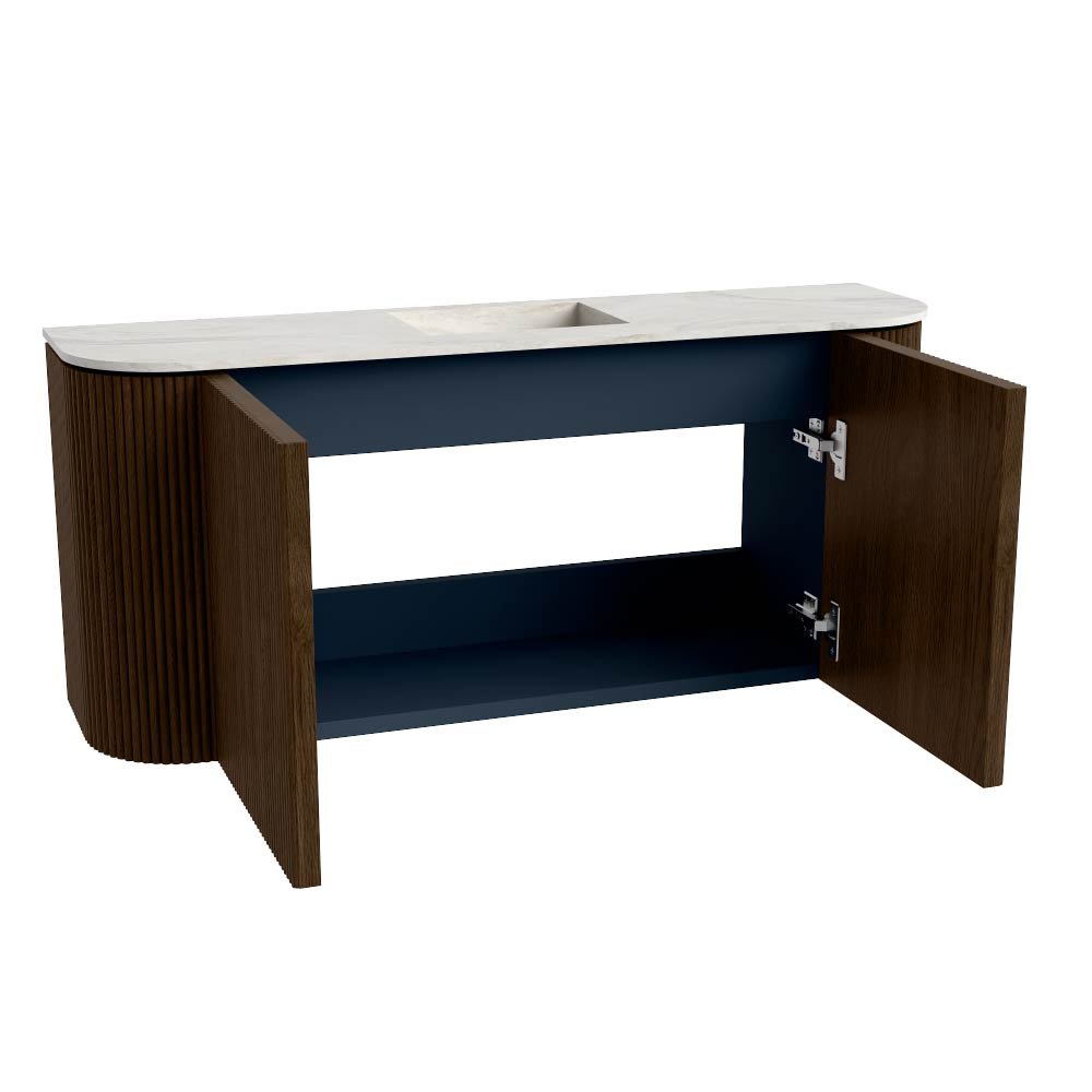 Mondiaz Toiletmeubel Joya Dlux Walnut - 93.2 cm - Wastafel FAYE Ostra - Zonder kraangat(en) - Solid Surface - Met spoelbak Midden - Afbeelding 9