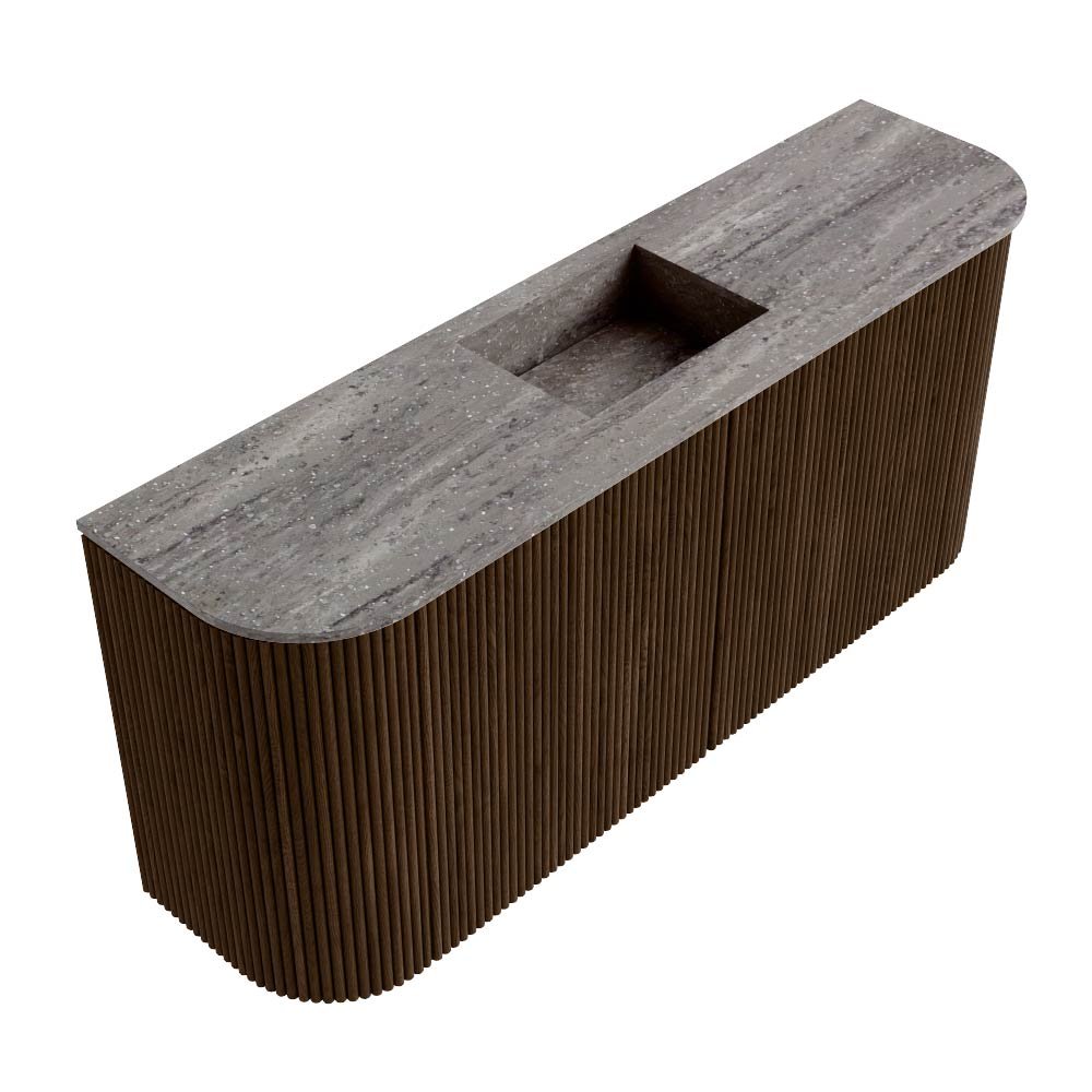 Mondiaz Toiletmeubel Joya Dlux Walnut - 93.2 cm - Wastafel FAYE Saba - Zonder kraangat(en) - Solid Surface - Met spoelbak Midden - Afbeelding 6