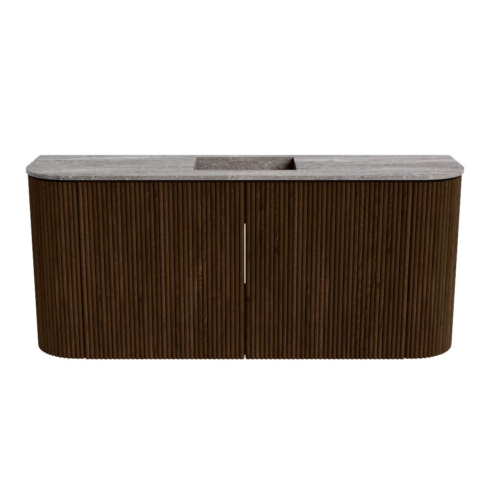 Mondiaz Toiletmeubel Joya Dlux Walnut - 93.2 cm - Wastafel FAYE Saba - Zonder kraangat(en) - Solid Surface - Met spoelbak Midden - Afbeelding 8